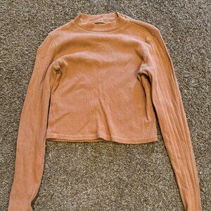 American Eagle Long Sleeve Mock Turtle Neck Cropped Tee